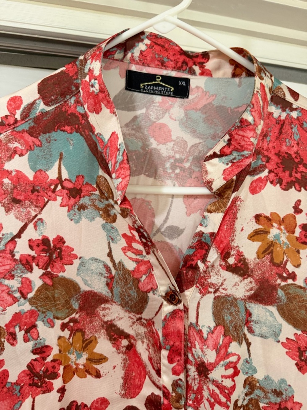 Floral Button-Up Tunic and Pants Set in Coral Floral - Picture 3 of 11